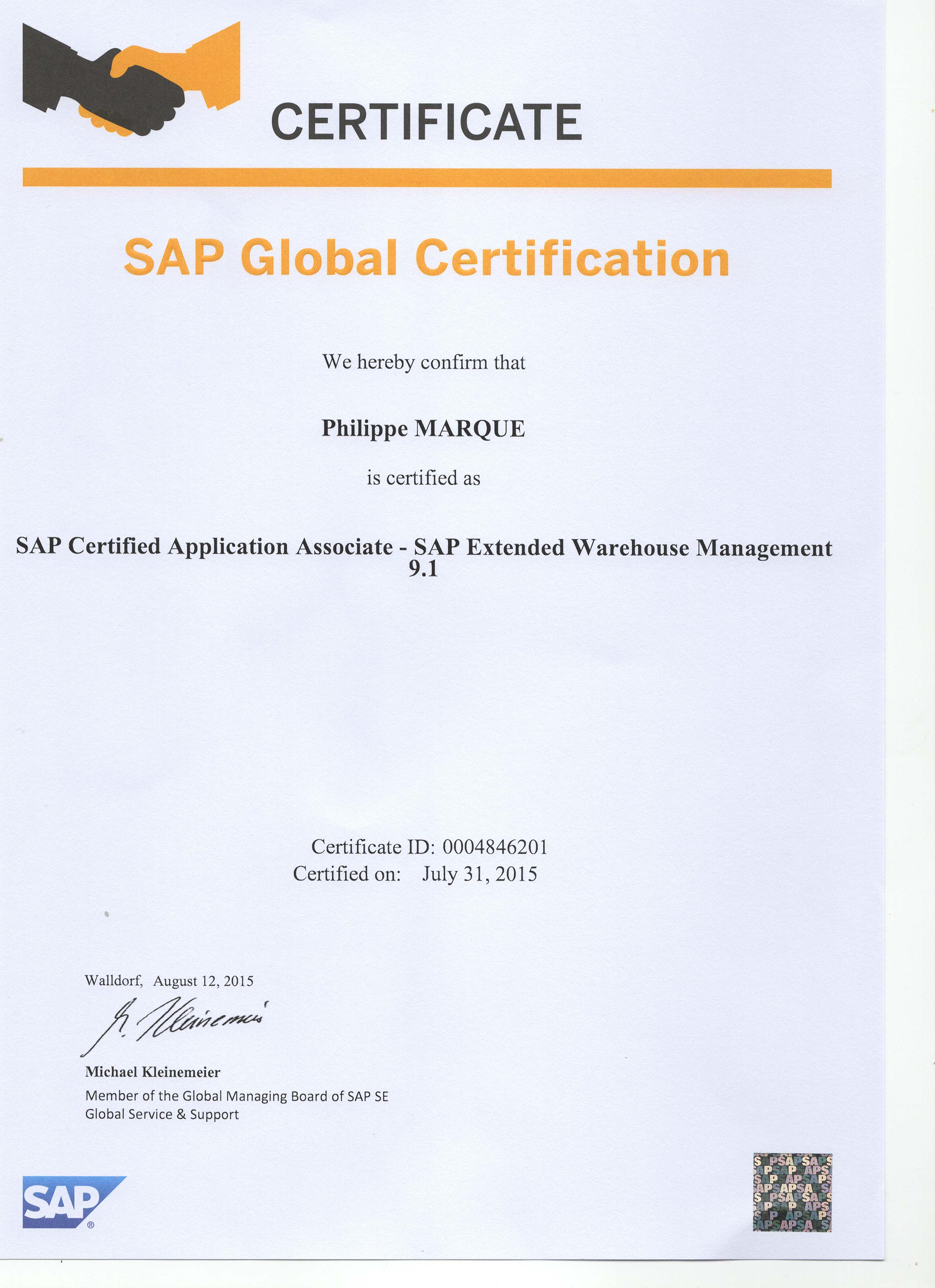 SAP Associate Certification EWM 9.1